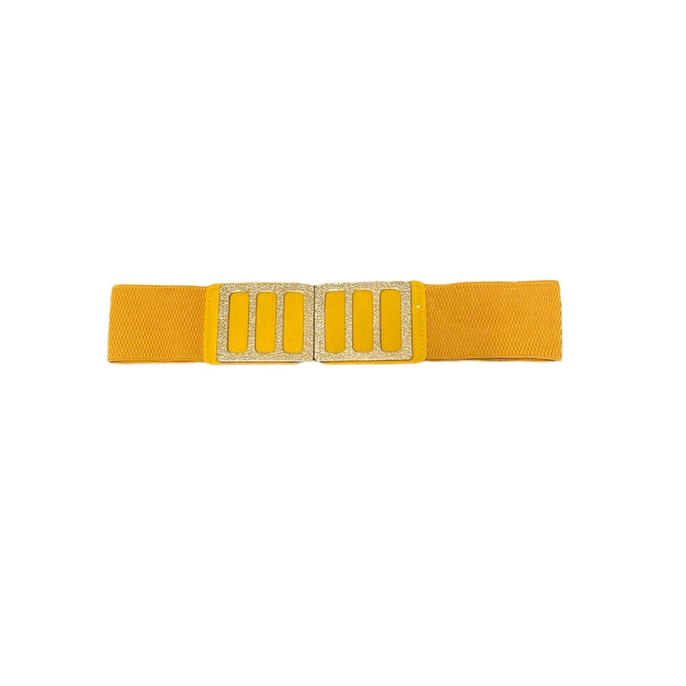 50% Elastic, 50% Faux Leather Gold Belt